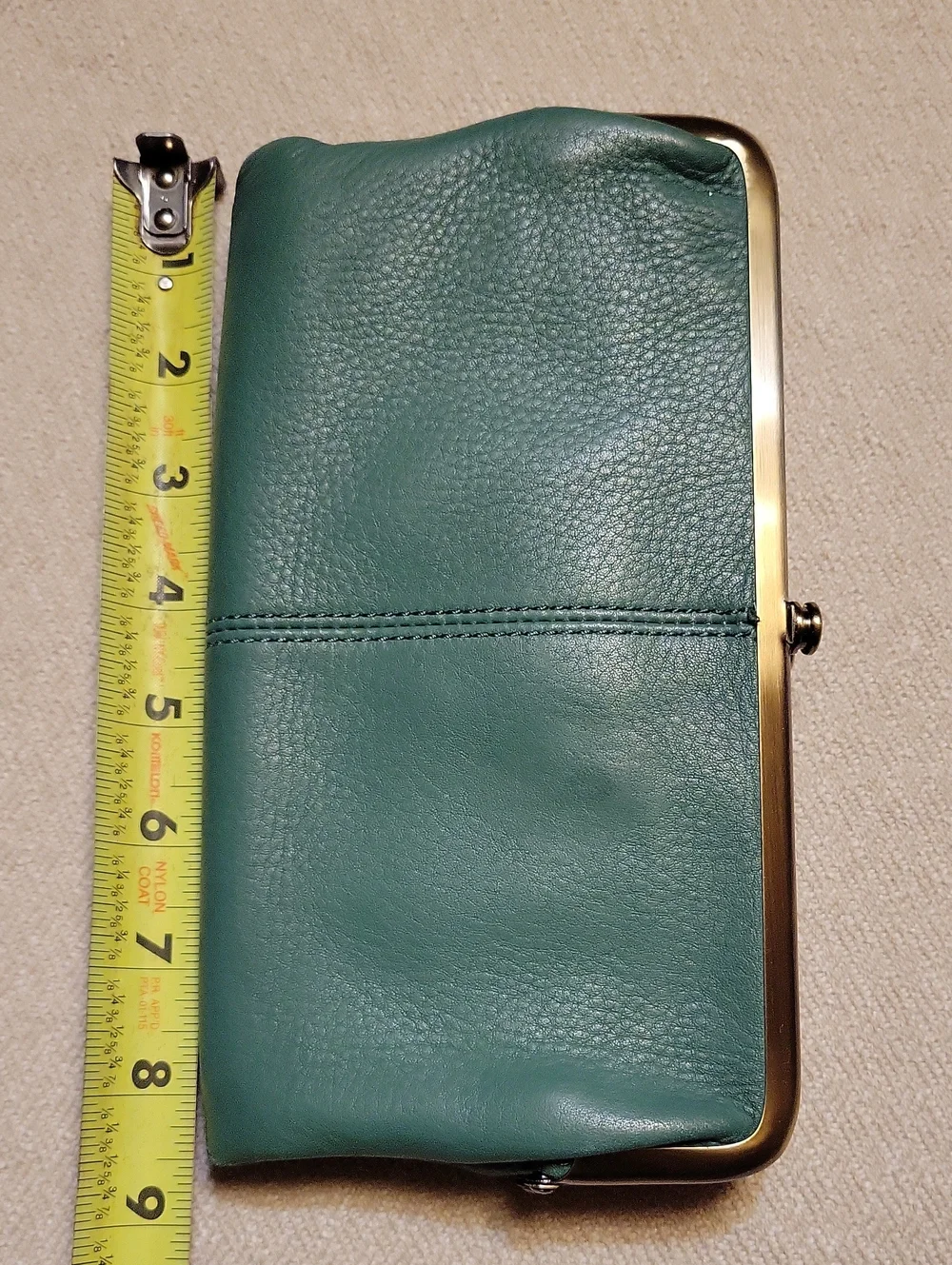 HOBO Lauren Dusty Teal/Mint Green Leather Frame Clutch Wallet